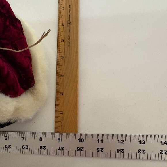 Santa Claus Figurine 16" Red Green Velvet Coat Faux Fur Trim Gold Sack Holiday - Picture 8 of 9
